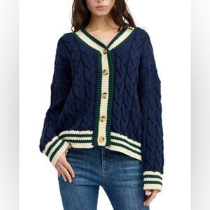 En Saison Spenser Cable Knit Cardigan Sweater Size Large